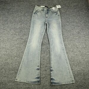 Judy Blue Jeans Womens 7/28 Denim Pin Tack Flare Mid Rise JB88655 Stretch Casual